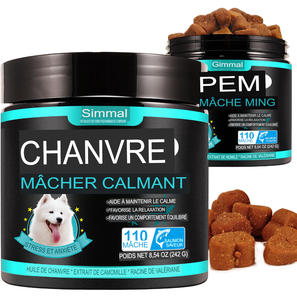 Mâche Calmante au Chanvre pour soulager l'Anxiété et le Stress des Chiens