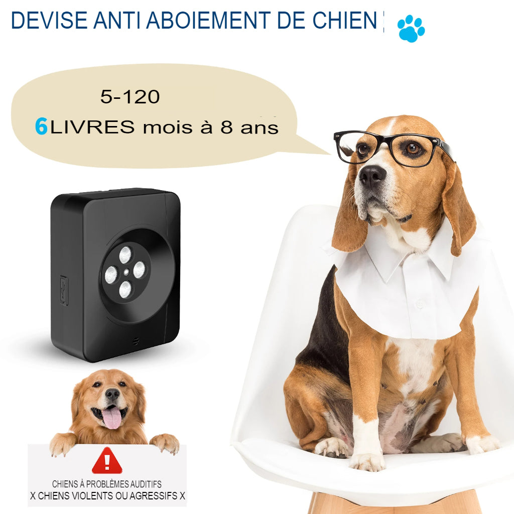 Dispositif d'arrêt des aboiements à ultrasons pour chiens