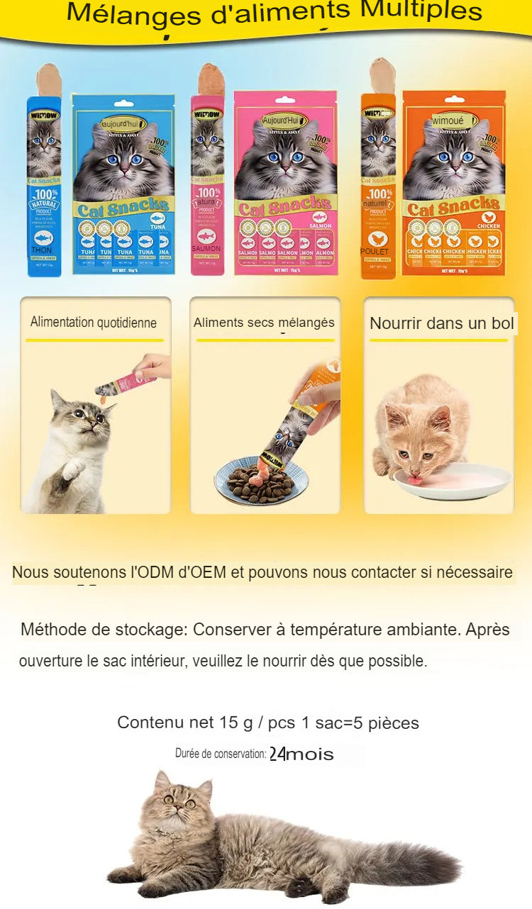 Collations Riches en Protéines Crème Liquide pour Chat 15g