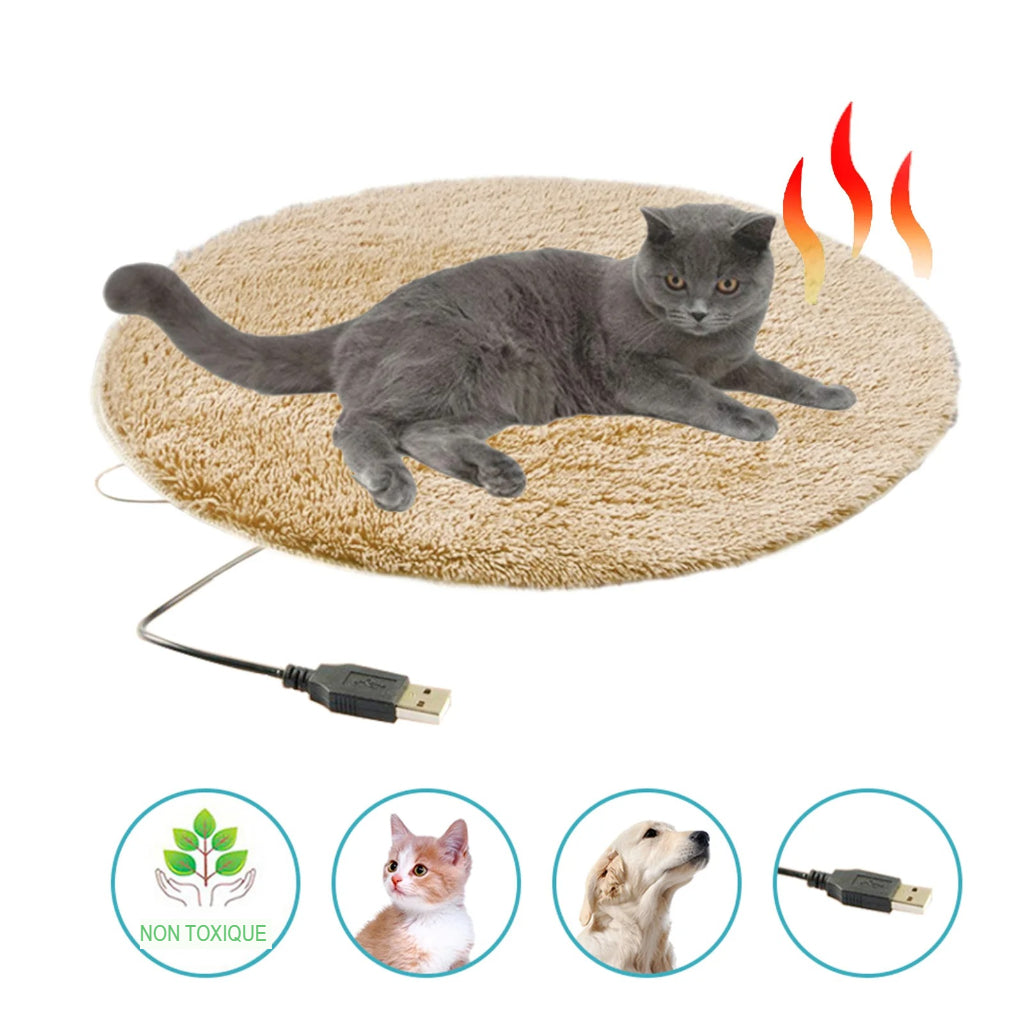 Tapis Chauffant en Peluche pour Chien e Chat Tapis Électrique Usb Température Constante