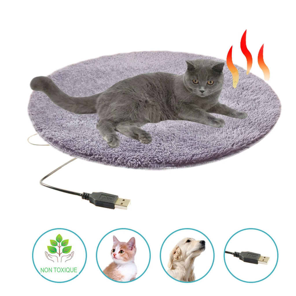 Tapis Chauffant en Peluche pour Chien e Chat Tapis Électrique Usb Température Constante