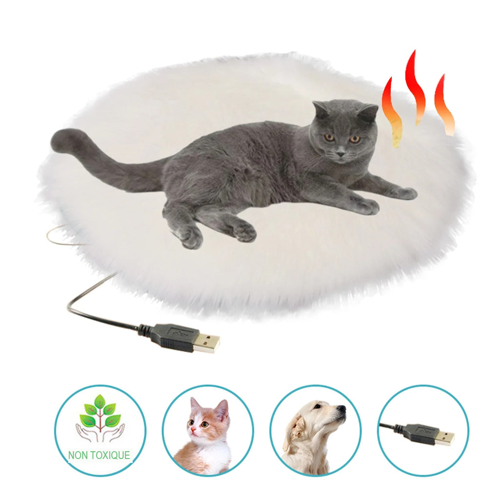 Tapis Chauffant en Peluche pour Chien e Chat Tapis Électrique Usb Température Constante